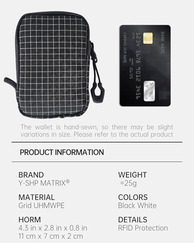 Y-SHP MATRIX Mens Wallets,Portable Card Wallet For Men - Small and Exquisite Keychain Wallet,Coin Purse for Men and Women to Travel Suitable for Storing Keys,Cards and Cash（Black） - style: Black White Grid Uhmwpe