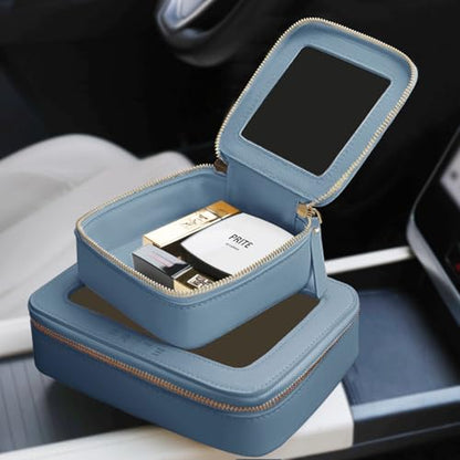 Prite Clear Makeup Bag Cosmetic Organizer Case Waterproof Travel Toiletry Bag Skincare Pouch with Golden Zipper(Blue) - color: Blue, size: Standard - Single Layer