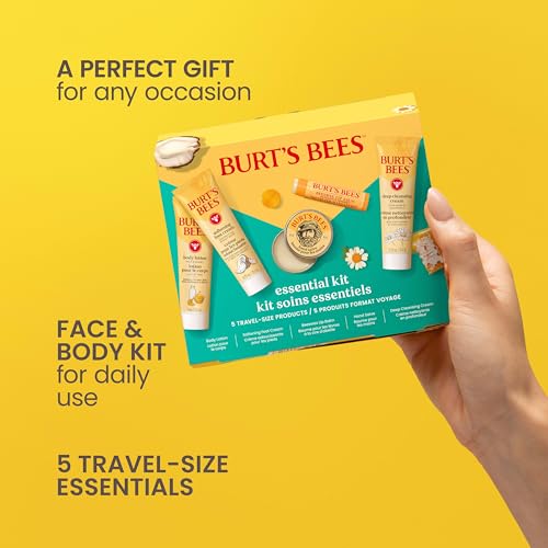 Burt's Bees Mothers Day Gifts Ideas - Essentials Everyday Set, 5 Travel Size Products - Deep Cleansing Cream, Hand Salve, Body Lotion, Foot Cream and Original Lip Balm - style: Everyday Essentials Set- New