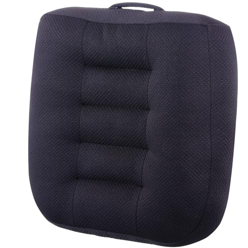 WSGJHB Large Seat Cushion, Extra Thick Booster Seat Cushions for Office Chairs Long Sitting Office Workers, Car Drivers, Relieves Back Pain, Breathable, Anti-Slip, 20x20x6 inchs, Black - color: Black Large