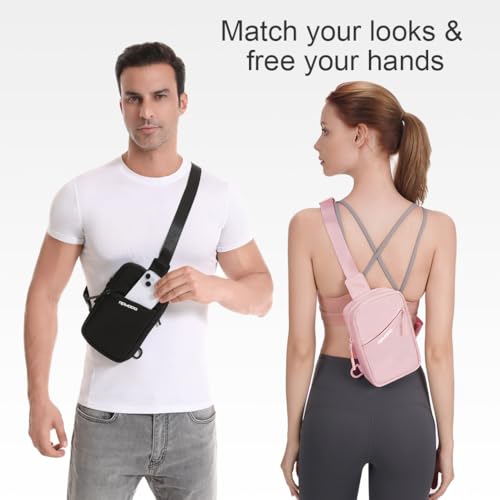 Small Sling Bag for Women Men Chest Bag Water Resistance Mini Crossbody Bag Adjustable Strap Lightweight Shoulder Bag - color: 08-rose Gold