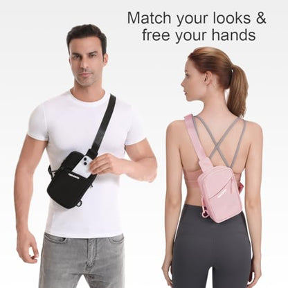 Small Sling Bag for Women Men Chest Bag Water Resistance Mini Crossbody Bag Adjustable Strap Lightweight Shoulder Bag - color: 08-rose Gold