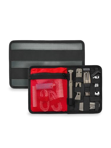 TACTICAL_GEEK EDC Organizer Board, Anti-Slip Elastic Woven Board, Utility Bag Insert Panel for Small Gear, Backpack Accessories (TCM10-Black Red) - color: TCM10-Black Red