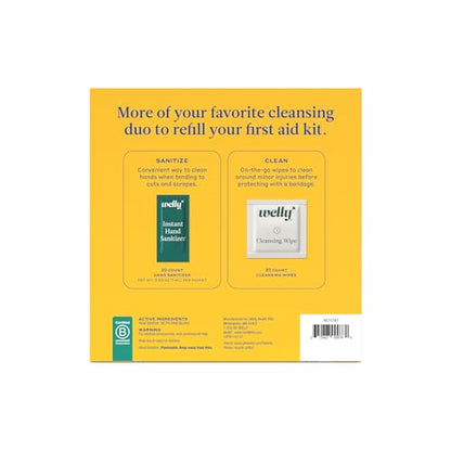 Welly First Aid Kit Refill Clean Carton | Individually Wrapped Hand Sanitizer and Cleansing Wipes | 50ct - color: Clean Kit Refill Pack
