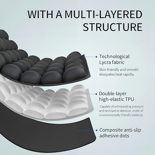 1Pcs Seat Cushion, Travel Cushion Airplane Seat - Inflatable Airplane Seat Cushion for Travel.Suitable for Long Distance Sedentary People to Use,Easy to Carry, 3D Inflatable Airbag is Ergonomic - color: Black-42