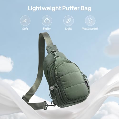 TOPEAST Sling Bag for Women, Anti-Theft Crossbody Bag with RFID Blocking & Water Bottle Holder for Travel, Water-resistant - color: Green