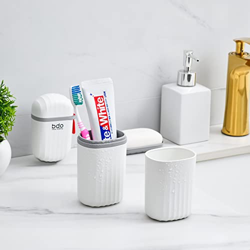 VITVITI White Toothbrush Travel Case, Portable Travel Soap Container Leakproof Dish Tray,7.88 inch Toothpaste Toothbrush Holder with Cover for Trip/Bathroom/Camping - color: White 1