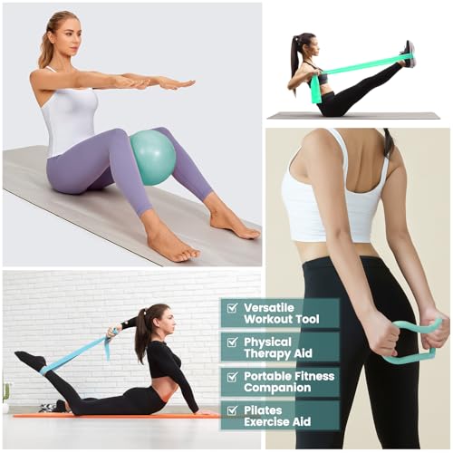 Pilates Kit for Women 13PCS, Pilates Ring and Ball Set with Magic Circle, Resistance Bands Set, Figure 8 Band, Yoga Ring & Grip Socks, Home Workout Equipment Essentials Starter Kit for Beginners - color: Teal