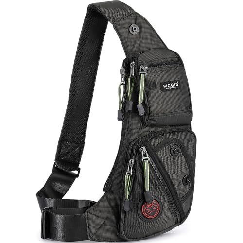 NICGID Sling Bag Chest Shoulder Backpack Crossbody Bags Casual Daypack for Men Women - color: Black