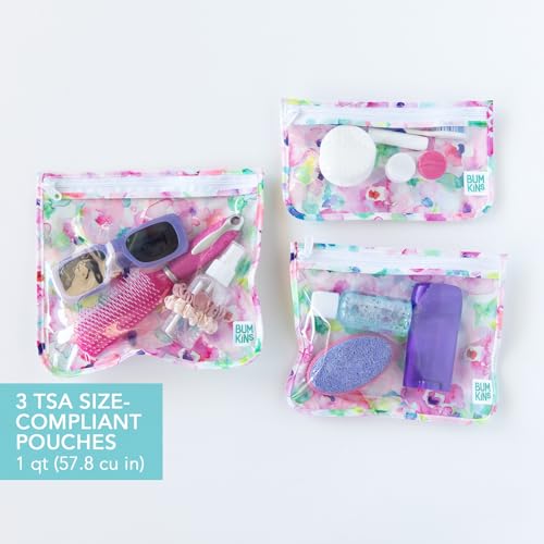 Bumkins - Waterproof Wet Bag & Clear Travel Bags - For Beach, Baby, Travel, Swim Suit, Cloth Diapers, Pump Parts, Pool, Gym, Toiletries - Reusable & Easy to Clean - Watercolor - 4 Pack - color: B2 Watercolor-4