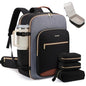 LOVEVOOK 56L Travel Backpack for Women & Men, Airline Approved Carry On Luggage with 3 Packing Cubes, TSA Overnight Bags, Waterproof Personal Item Bag, Weekender Essentials Backpacks fits 17" Laptop - color: Black-grey-brown, size: XX-Large