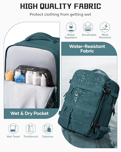 wepadre Vacuum Travel Backpack with Pump Travel Backpack with Vacuum System Expandable Vacpack Compression Backpacks for Travel Easy Vac Pack Carry on Luggage - color: Peacock Blue