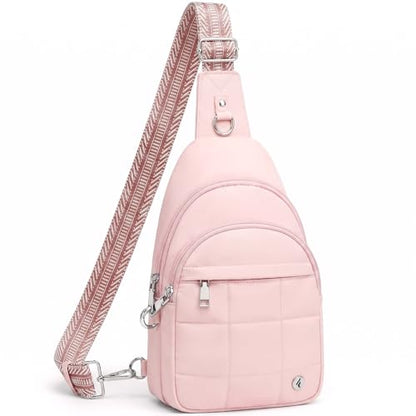 Anti Theft Sling Bag for Men & Women, Lightweight Puffer RFID Crossbody Bag for Travel, Commuting & City Walking, Hands-Free Everyday Essentials Bag Pink - color: Pink