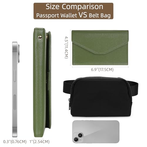ZOPPEN Mulit-purpose Rfid Blocking Passport Holder Travel Wallet (Ver.4) Passport and Vaccine Card Holder ComboTri-fold Document Organizer Travel Essentials - color: #35 Army Green