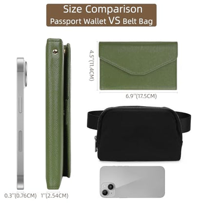 ZOPPEN Mulit-purpose Rfid Blocking Passport Holder Travel Wallet (Ver.4) Passport and Vaccine Card Holder ComboTri-fold Document Organizer Travel Essentials - color: #35 Army Green