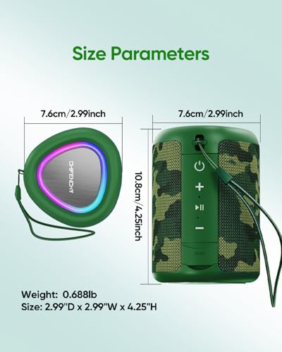 Portable Bluetooth Speaker Beach Essentials: Powerful Crystal Clear Sound/Dynamic Light/IPX5 Waterproof/All Day Playtime/Wireless BT 5.3/TWS Paring, Dad Gifts, Outdoor|Travel|Camping|Pool Accessories - color: Camo