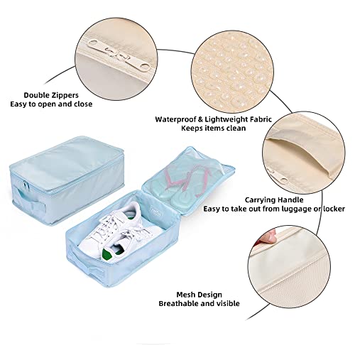 Travel Shoe Bags, Foldable Waterproof Shoe Pouches Organizer-Double Layer (6 Blue Shoe Bags) - color: Blue, size: 6 Packs