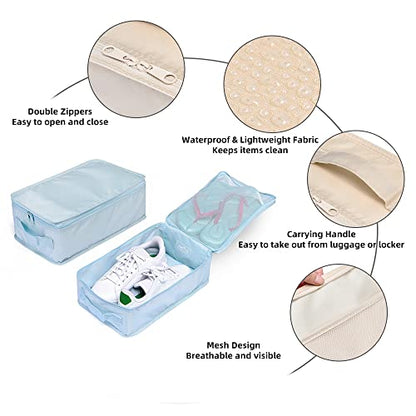 Travel Shoe Bags, Foldable Waterproof Shoe Pouches Organizer-Double Layer (6 Blue Shoe Bags) - color: Blue, size: 6 Packs