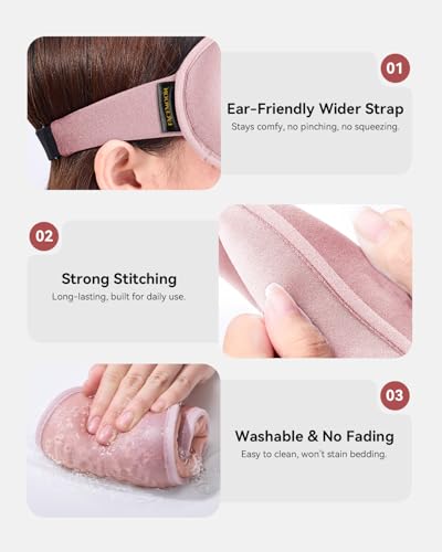 Weighted Blackout Sleep Mask for Women, 3D Contoured Zero Eye Pressure, Lash-Friendly Deep Eye Cups, Adjustable Slide Buckle Strap, Night Shift Nurse Essentials for Day Sleep & College Dorm Naps(Pink) - color: Pink