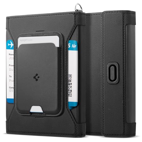 Spigen Life for Passport Card Cover Holder with RFID Blocking Technology Wallet Travel Documents Organizer Protector Accessories, SIM Card Pin Included - color: Black - with MagSafe Card Holder