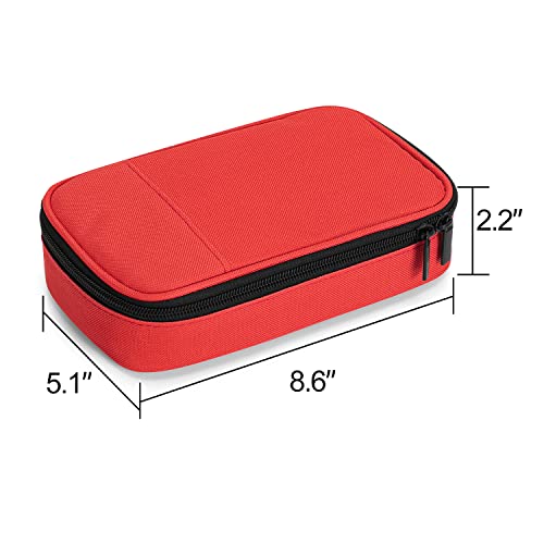 CURMIO Diabetic Supplies Bag for Glucose Meter, Medication, Insulin Pens and Other Diabetes Care Supplies, Diabetes Travel Organizer Case with Detachable Pouches, Red (Bag Only) - color: Red