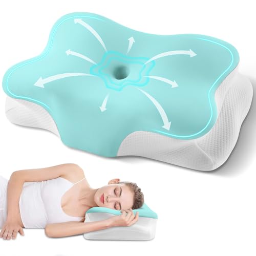 Cervical Neck Pillow, Ergonomic Side Sleeper Pillow for Neck Support, Cooling Memory Foam Pillows for Sleeping, Contour Orthopedic Bed Pillows for Side Back Stomach Sleepers - color: B0ff9y6ldn