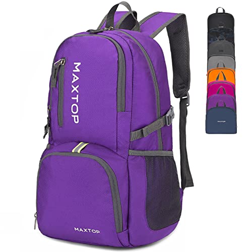 MAXTOP 40/50L Lightweight Packable Backpack for Hiking Traveling Camping Water Resistant Foldable Outdoor Travel Daypack - color: Purple
