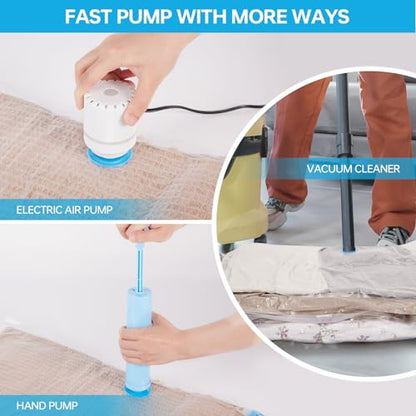 AKLL7S Vacuum Storage Bags with Electric Pump, 12 Pack Space Saver Bags(3 Jumbo/3 Large/3 Medium/3 Small) Vacuum Seal Bags for Clothing, Comforters, Blankets, Travel(Hand Pump Included) - size: 12 Combo+1 Electric Pump+1 Hand Pump