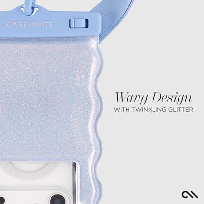 Case-Mate Wavy IP68 Waterproof Phone Pouch - Large Floating Phone Case w/Crossbody Lanyard - Cruise Ship Travel Essentials Compatible w/All Devices - Hidden Pocket for Card/Cash- Mist Twinkle - color: Wavy Mist Twinkle