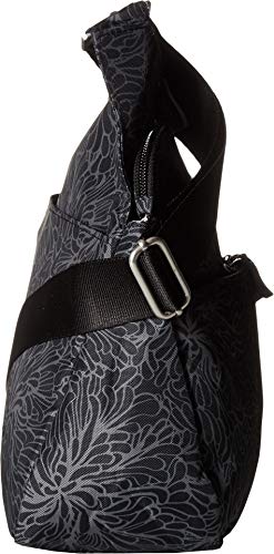 Baggallini Crossbody Travel Bag 11x8.5 Lightweight Water-resistant Nylon Handbag - color: Midnight Blossom Print