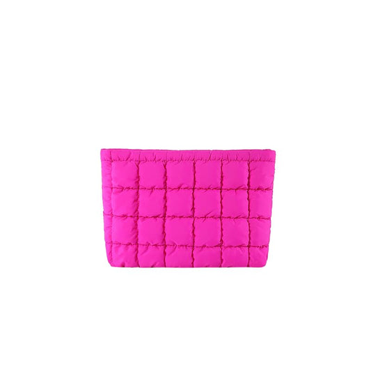 Puffy Quilted Makeup Bag for Women, Cosmetic Bag, Travel Toiletry Organizer Pouch Clutch (rose) - color: rose