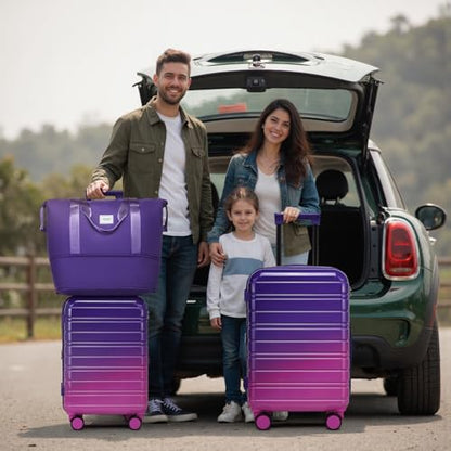 LARVENDER Luggage Sets 5 Piece Hardside Expandable Suitcase with Wheels Lock,PC+ABS Hardside Lightweight Rolling Suitcase for Women and Men,Midnight Berry - color: Midnight Berry, size: 5 Piece Set (20/24/28/DB/TB)