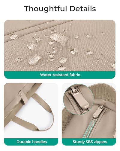 BAGSMART Tote Bag for Women, Foldable Tote Bag With Zipper Travel Shoulder Bag Handbag for Work - color: Haze Green