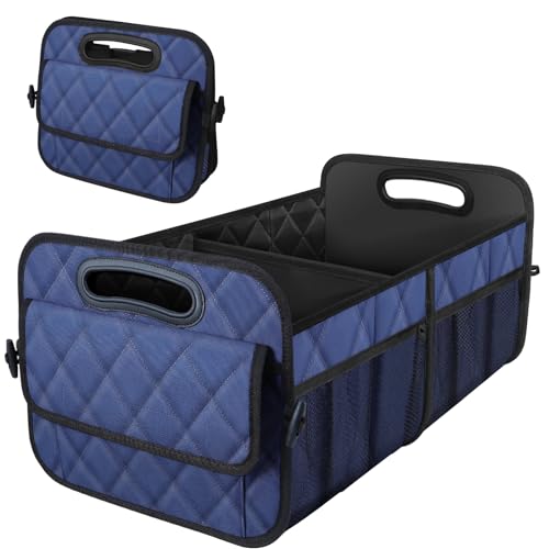 Deosk Car Trunk Organizer for SUV, Car Organizers and Storage with Reinforced Handles, Car Accessories for Women/Men 50L Waterproof Polyester Trunk Organizer(Medium, Dark Blue) - color: Dark Blue, size: Medium