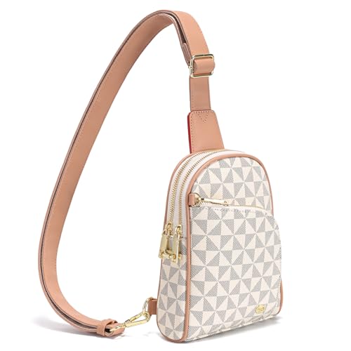 INICAT RFID Blocking Sling Bag, Anti Theft Crossbody Bag for Women Compact Travel Purses Leather - color: White Blue Checked Ii