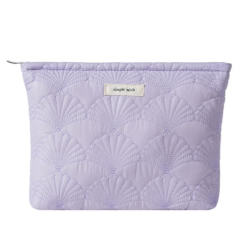 RSRSLEII Quilted Cotton Coquette Makeup bag, Coastal Granddaughter Aesthetic Cosmetic Bag, Cute Seashell Portable Travel Toiletry Pouch (09 Purple) - color: 09 Purple