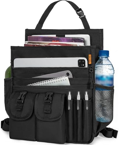 Car Front Seat Organizer Backseat Organizer with Dedicated Tablet Laptop Storage Adjustable Shoulder Strap Cup Holder Truck Seat Storage Universal Fits for Most of Car