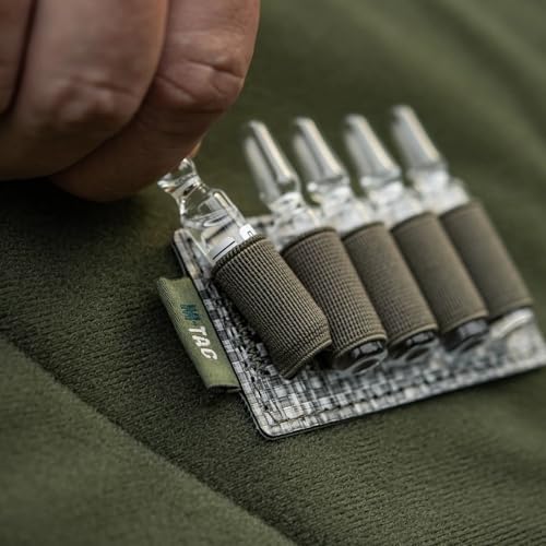M-Tac Modular Ampoule Organizer Insert | Tactical Insert with Elastic Loops & Loop Velcro Backing | Fits Medical Kits & Backpacks, 5 Slot - color: Ranger Green, size: 2 ml