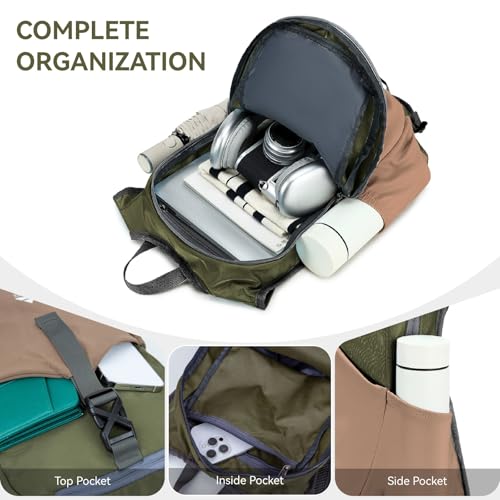 15L Small Hiking Backpack for Men Women Lightweight Packable Backpack Foldable Casual Daypack for Camping Travel Outdoor, Green - color: Green