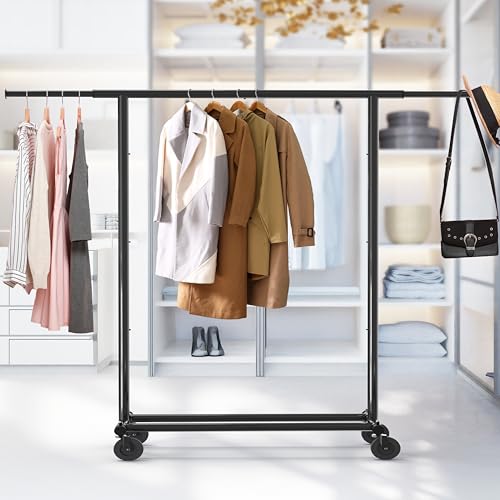 Simple Houseware Heavy Duty Clothing Garment Rack, Holds Up to 150 lbs, 42 to 67 Inches Extendable Rod, Black - color: Black, size: Heavy Duty