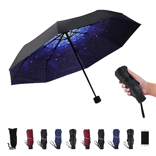 SY COMPACT Travel Umbrella - Lightweight Portable Mini Compact umbrellas-Factory outlet shop - color: starry sky blue