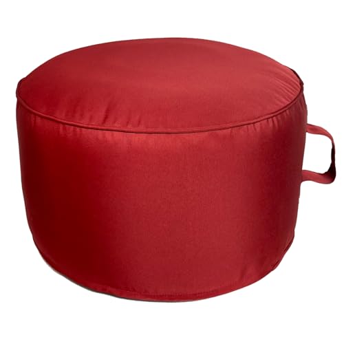 QILLOWAY Inflatable Outdoor Ottoman for Patio, Waterproof Round Pouf, Inflatable Foot Rest, Outdoor Footstool for Poolside, Garden，Camping,All Red - color: Red All