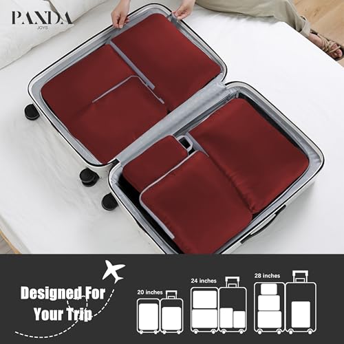 PANDA JOYS 4 Set Compression Packing Cubes Travel - Travel Accessories Expandable Packing Organizers for Carry On - Essentials Luggage Bags - Burgundy - color: Burgundy