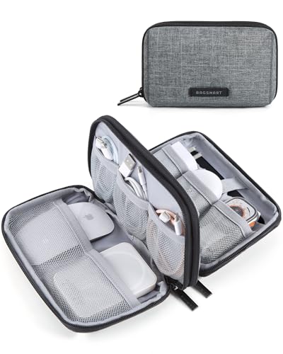 BAGSMART Electronics Organizer Travel Case, Cable Charger Cord Tech Organizer Pouch for Phone Charger Accessories, Grey - color: 02-Grey