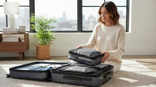 GOX Ultra Light 5 piece Packing Cubes Travel Luggage Organizer 1 Large 2 Medium 2 Small - color: Grey
