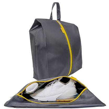 Water Resistant Travel Shoe Bags with Two Inner Pockets - Shoe Carrier Storage Cube Pouch Pack with Zipper & Handle - Portable Shoe Bag for Gym, Traveling, Dance, Track & Field - Grey - style: Grey - 1 Pack
