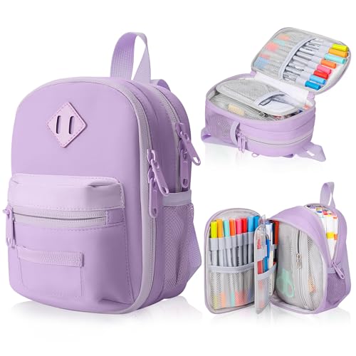 Large Capacity Pencil Case, Mini Backpack Pencil Case, Storage High Capacity Bag Pouch Holder Marker Pen Organizer, for Student, Teen Girls, Adults (Purple) - color: Purple