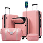 Merax Luggage Sets 5 Piece, Hardside 20" Half-opening Carry On Suitcase Set with USB Port,Lightweight Travel 24" 28" Luggage with Bags TSA Locks Double Spinner Wheels,Light Pink - color: Light Pink, size: 3 piece(20front open+24+28+bags)