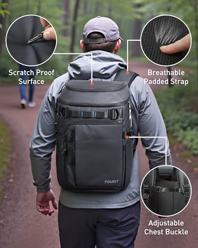 TOURIT Cooler Backpack 32 Cans Large Capacity Insulated Backpack Cooler Bag for Men Women to Picnic, Hiking - color: Navy Blue