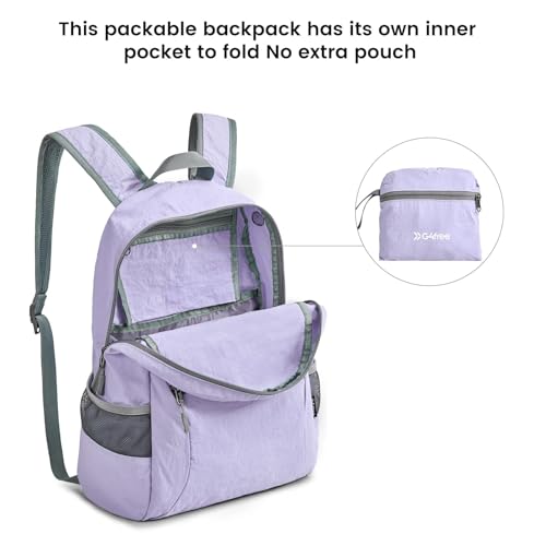 G4Free 20L Lightweight Packable Backpack Travel Hiking Daypack Foldable Backpack for Men Women(Light Purple) - color: Light Purple